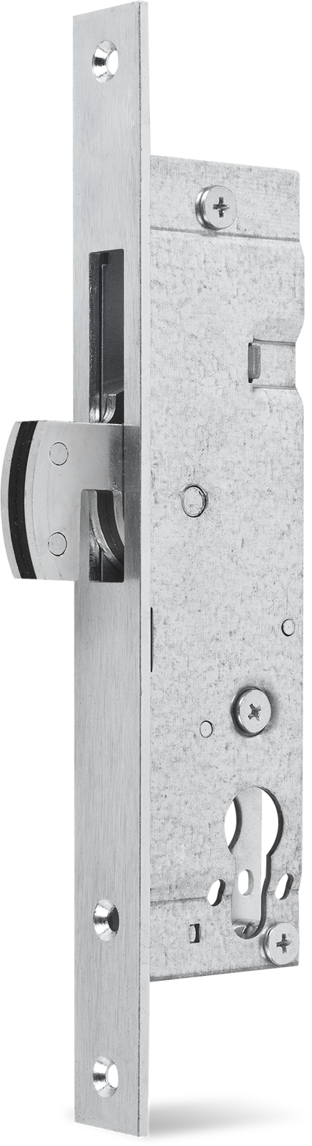 Einsteckschloss mit Haken-Schwenkriegel, Stahl verzinkt, Dornmaß 25 mm, Stulp 24 x 245 x 3 mm