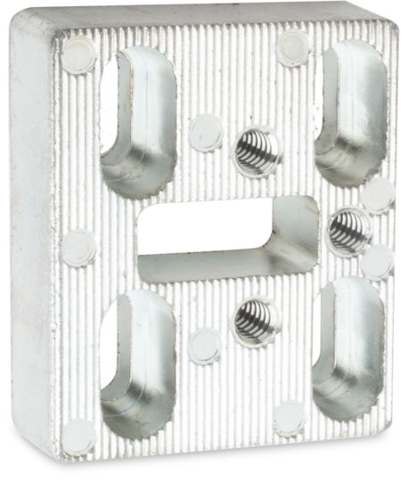 Montageplatte Zink-Druckguss, verzinkt, rechts und links verwendbar, für Kloben, für Falztüren, Höhe 8,5 mm, für Schließkloben bei Türen mit Überschlag 28 - 32 mm