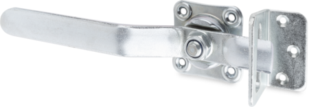 Hebelverschluss Stahl verzinkt weiß cB mit Winkelschließblech zum Anschrauben DIN links