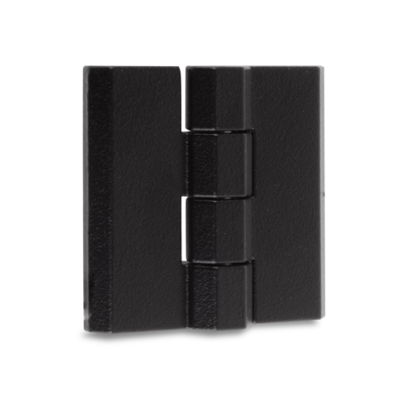 Scharnier GD-Zn schwarz pulver beschichtet 50 x 50 mm mit rückseitigen Gewindebolzen aus Edelstahl M 6, Stift aus Edelstahl