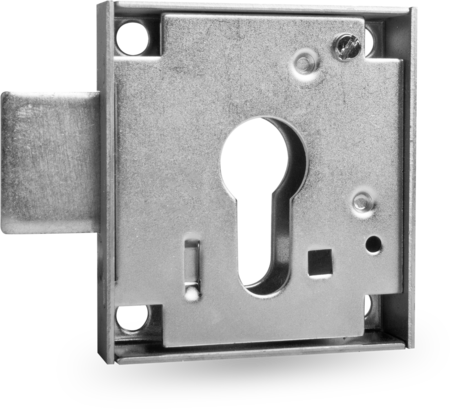 Kastenriegelschloss PZ, Dornmaß 30 mm, Riegelauschluss 19,5mm (zurückgeschlossen 9,5 mm vorstehend), einfacher Abzug, rechts